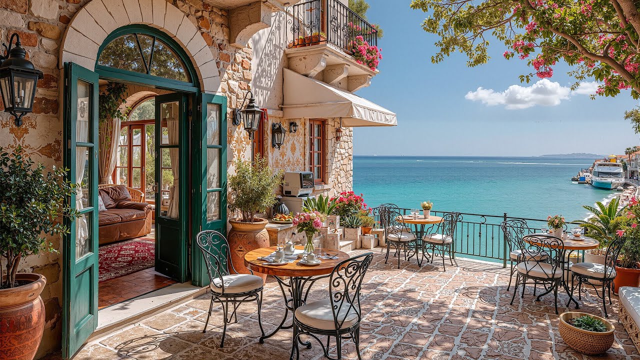 Tranquil Oceanview Coffee Terrace Jazz ☕🌊 Soft Piano Jazz & Nature Ambience
