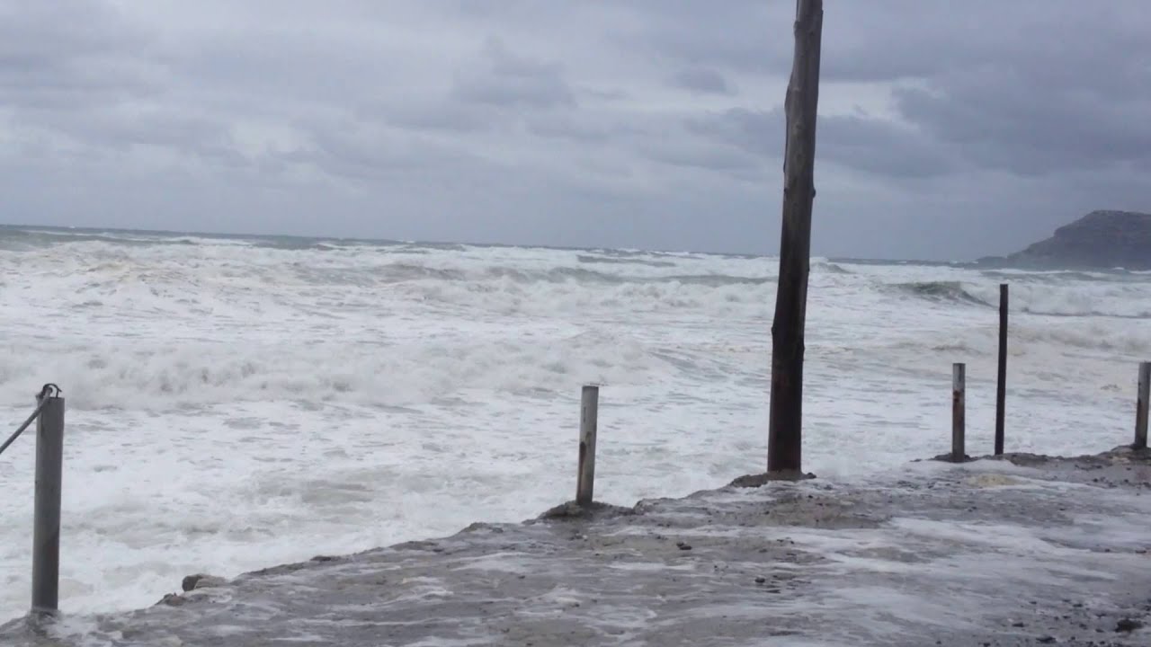 Waves on Gerani beach in Crete, Greece
