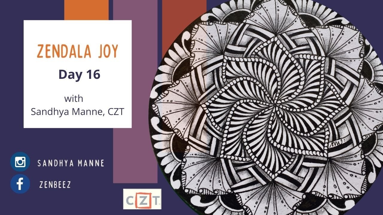 ZENDALA JOY  Day 16 - String 1, exploring Zentangle® and Mandala