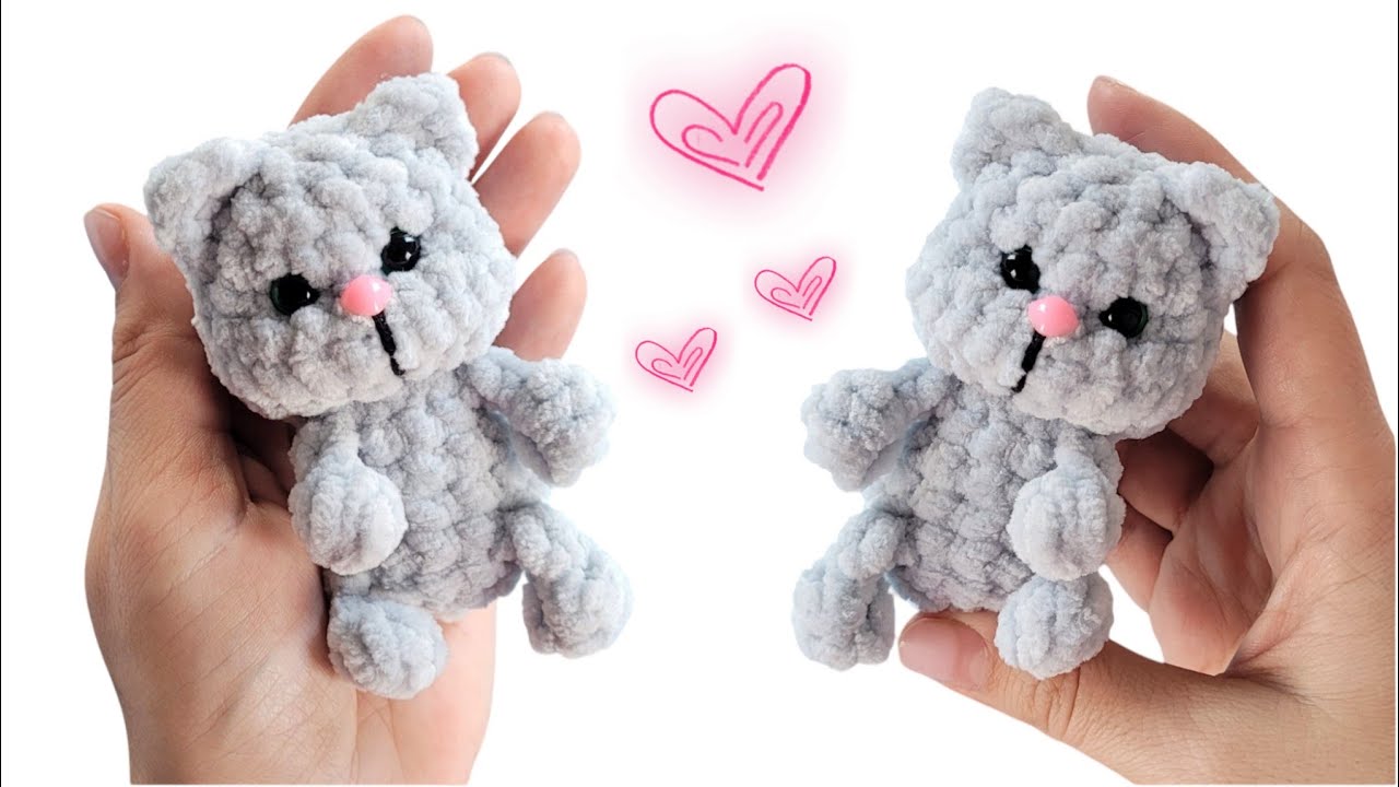 😻Малыш Котёнок из плюшевой пряжи крючком😺crochet cat😻gehäkelte Katze