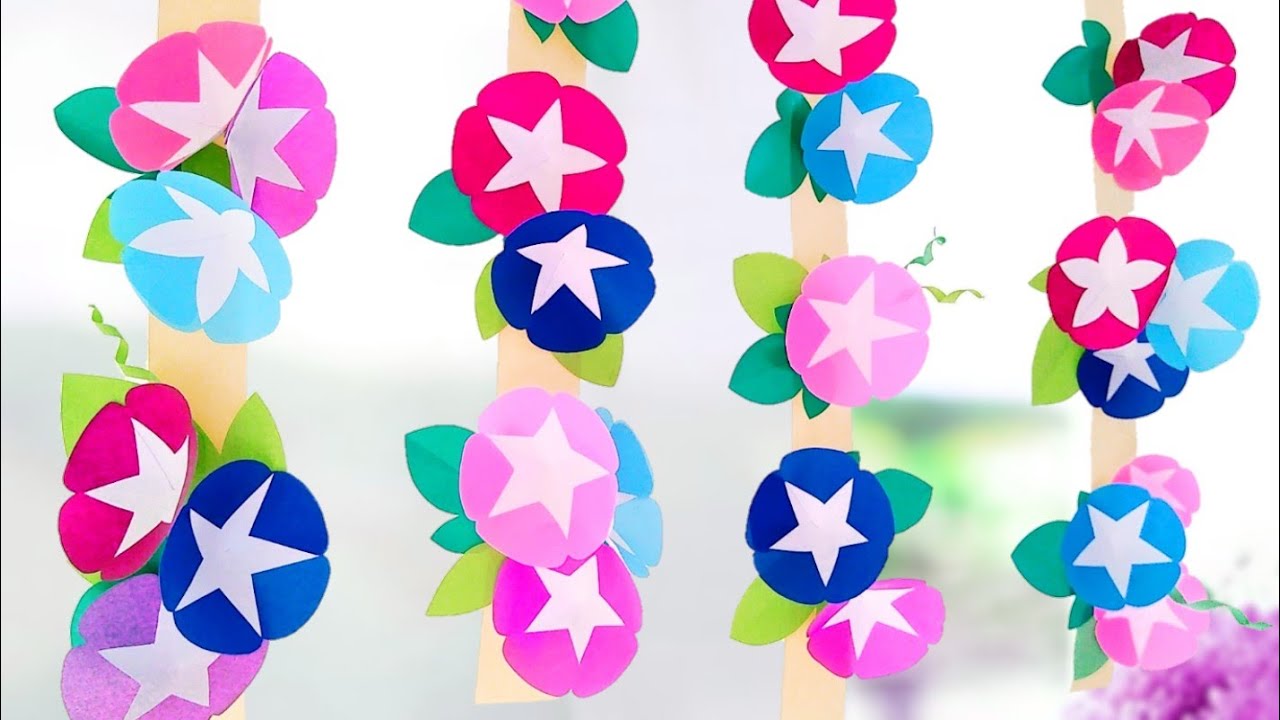 【簡単✨折り紙】朝顔の作り方🌺夏の壁面飾り【立体】清涼感🌈DIY paper craft.paper flower.Origami
