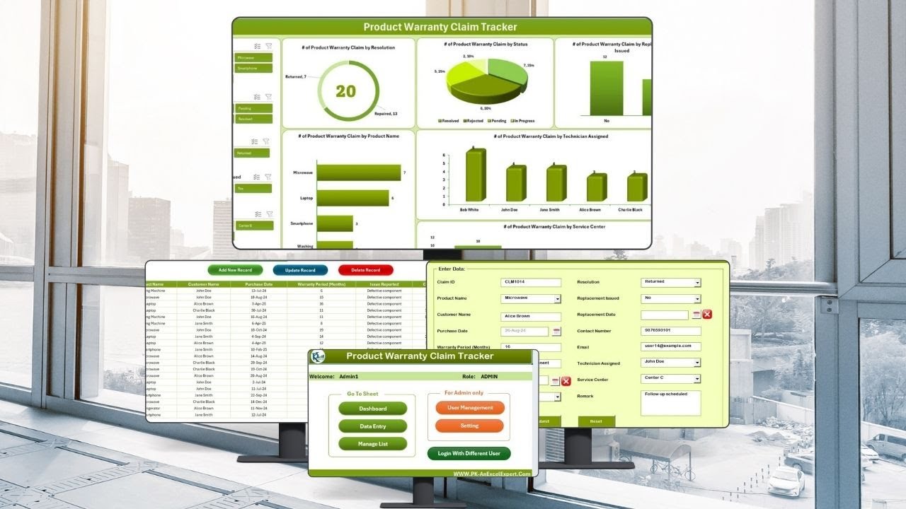 Product Warranty Claim Tracker in Excel
