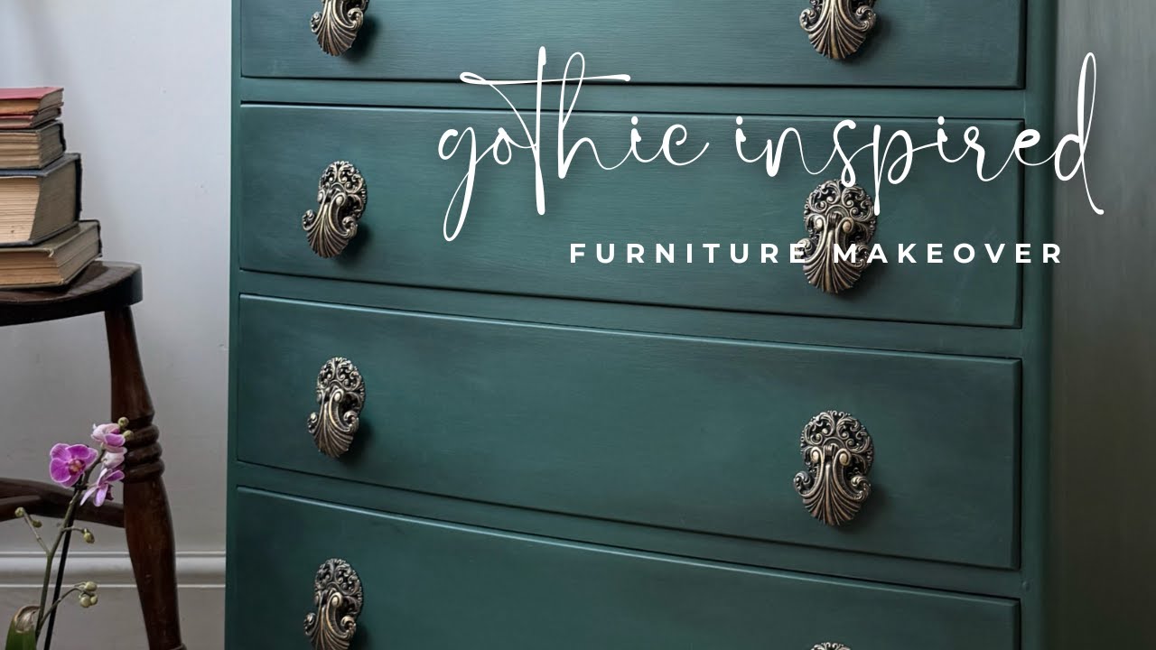 Gothic inspired furniture makeover with the prettiest vintage handles