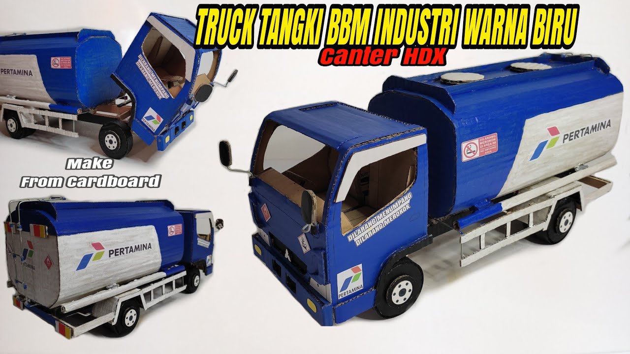 MEMBUAT MINIATUR TRUCK TANGKI PERTAMINA BIRU, SOLAR INDUSTRI  || HANDMADE