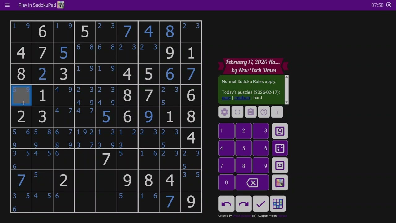 Pete_2523 plays NumberGuessr  (solving a New York Times hard sudoku )