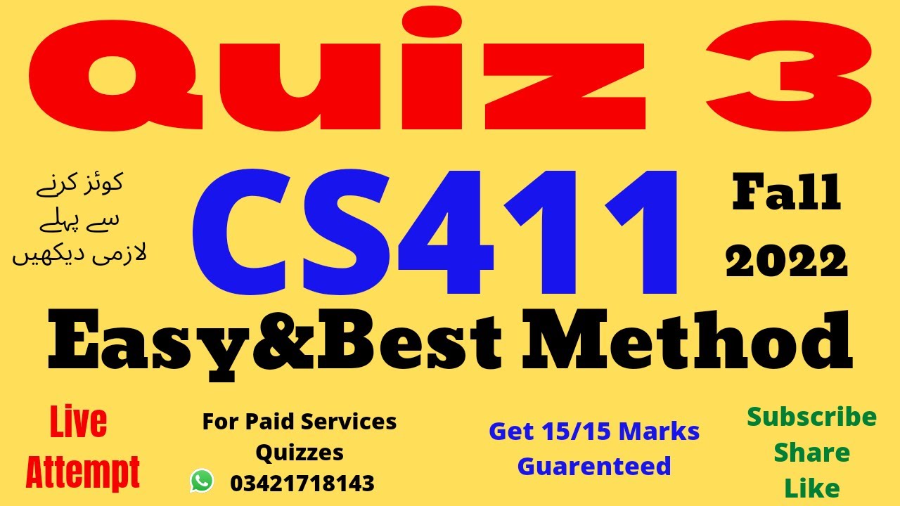cs411 quiz 3 solution 100% correct answers 2023 cs411 quiz 3