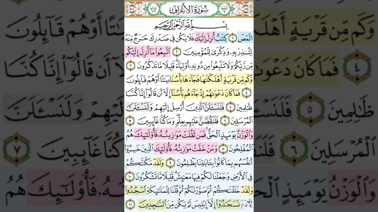 حفظ سورة الأعراف تفسير وتربيط من الآية 1/30الحلقة الاولي بفضل الله