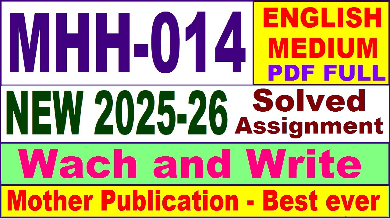 MHH 014 solved assignment 2025-26 in English || mhh 014 solved assignment 2026 || ignou mhh14