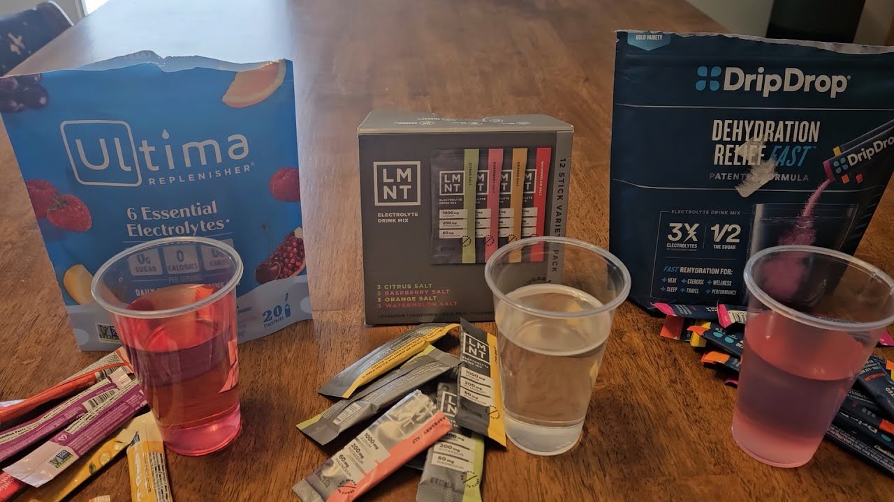 Electrolyte drink mix comparison: Drink LMNT, DripDrop, and Ultima Replenisher