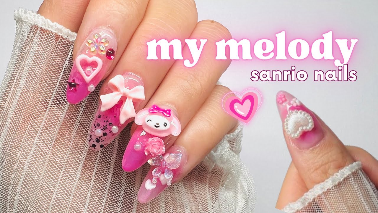 My Melody 🩷  Perfectly Pink nails 🩷 w/ Daiso products & more