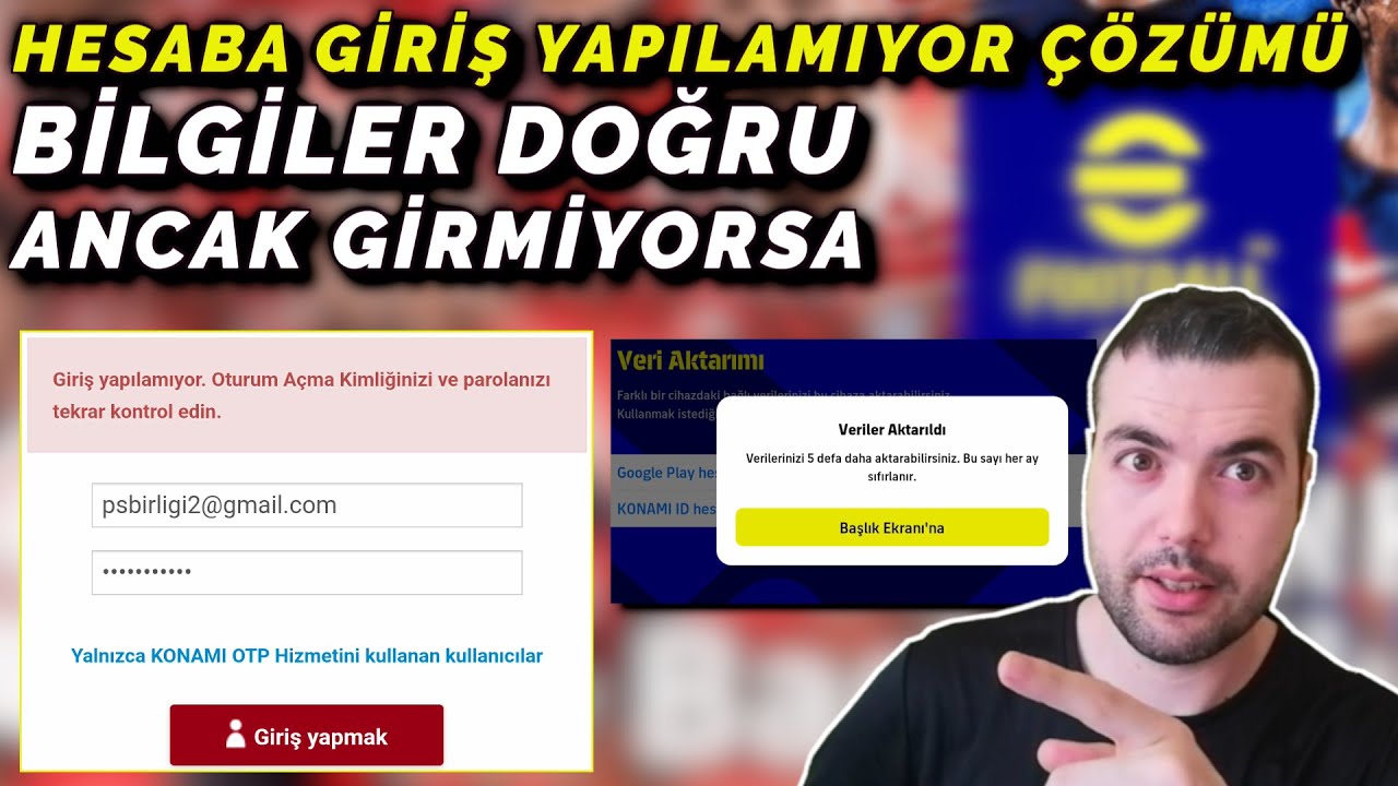BİLGİLER DOĞRU ANCAK HESABA GİRİŞ YAPAMIYORUM HATASININ ÇÖZÜMÜ ( eFootball 2023 Mobile )