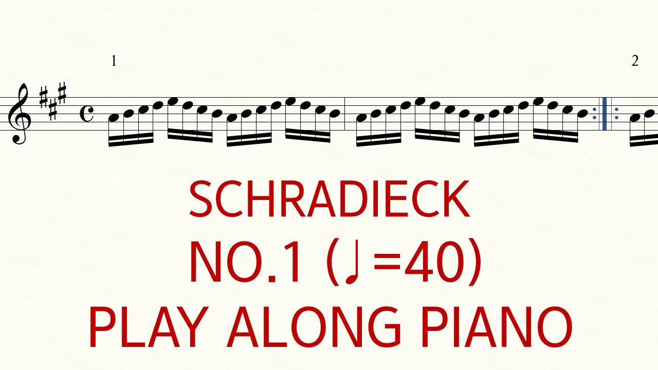 Schradieck Violin Book 1 No.1 ♩=40, 442Hz Slow Practice Play Along Piano