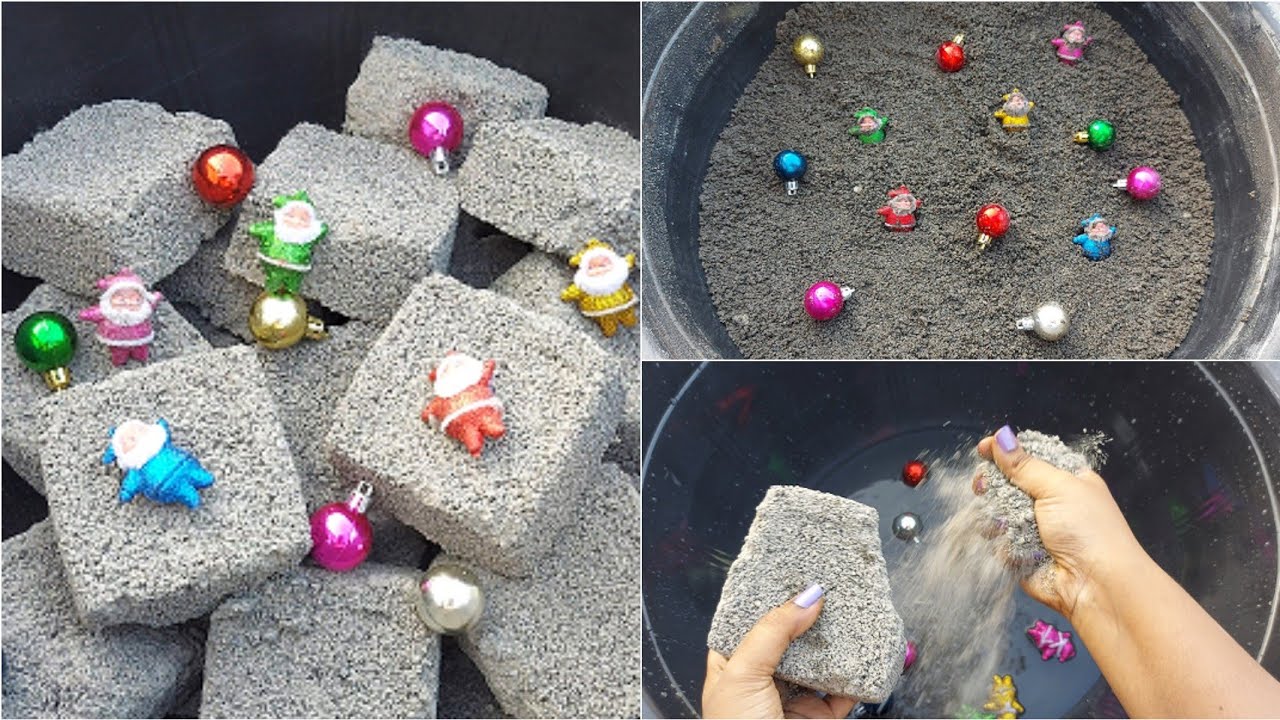 ASMR:;🎅🌲Happy Christmas 🥰crumbling concrete in dry&water/pouring+mixing