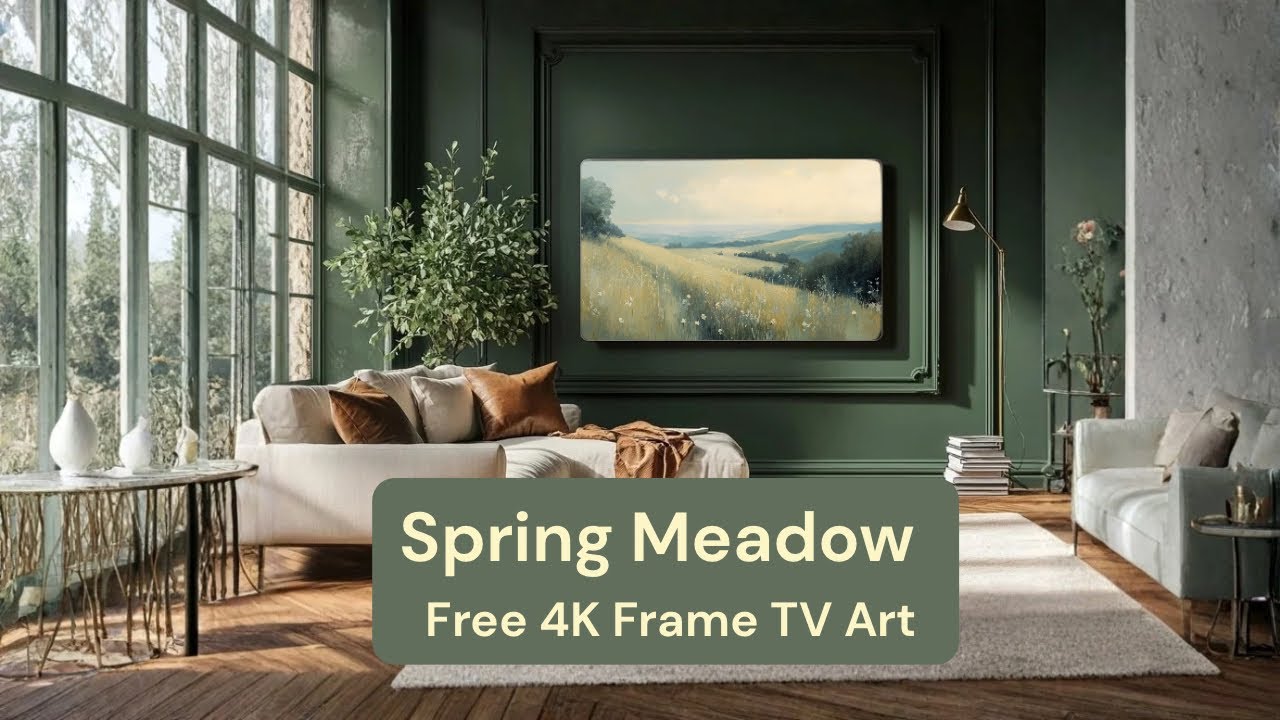 Samsung Frame TV Art | Spring Meadow Oil Painting 4K | Cottagecore Landscape Wall Art  | No Sound