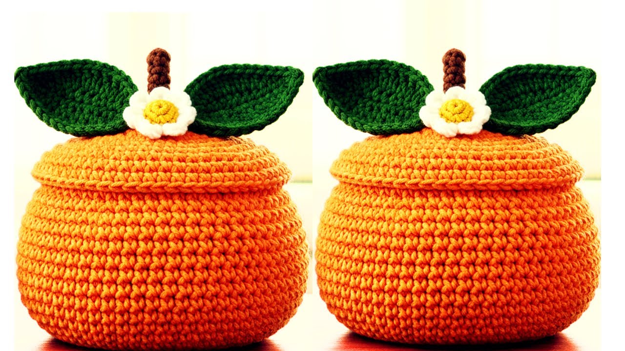 AMAZING ⚡🍊CROCHET DESIGN 🍊ORANGE SHAPE BASKET MAKING VIDEO. #crochet #diy #orange-basket