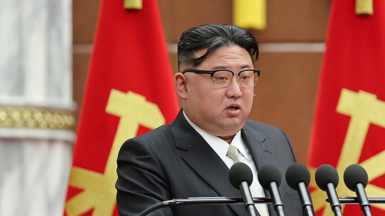 North Korea's Leader Kim Jong Un portrait displayed along father, grandfather