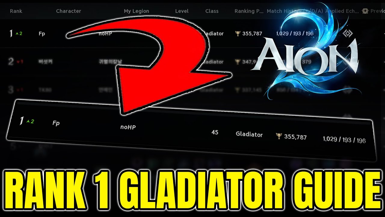 AION 2 - RANK 1 Gladiator Guide: How I Reached RANK 1 (Skills, Gear, Rotations)