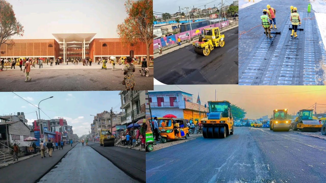 100%TRAVAUX POSE DE L'ENROBÉ  SÛR AVENUE KASA VUBU KABAMBARE RWAKADING VERS MARCHÉ CENTRAL ZANDO
