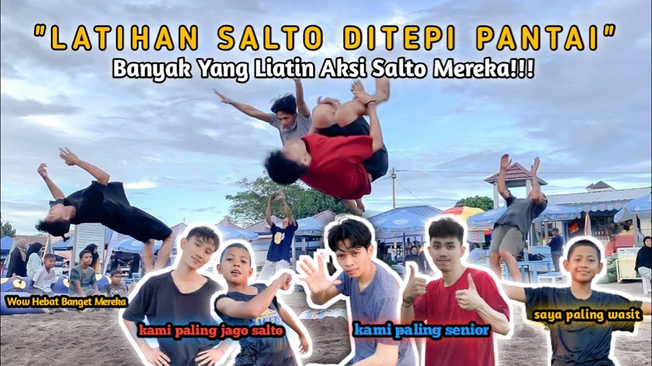 SALTO DIPANTAI TEMPAT KERAMAIAN | Kita Lagi Latihan Salto!!!