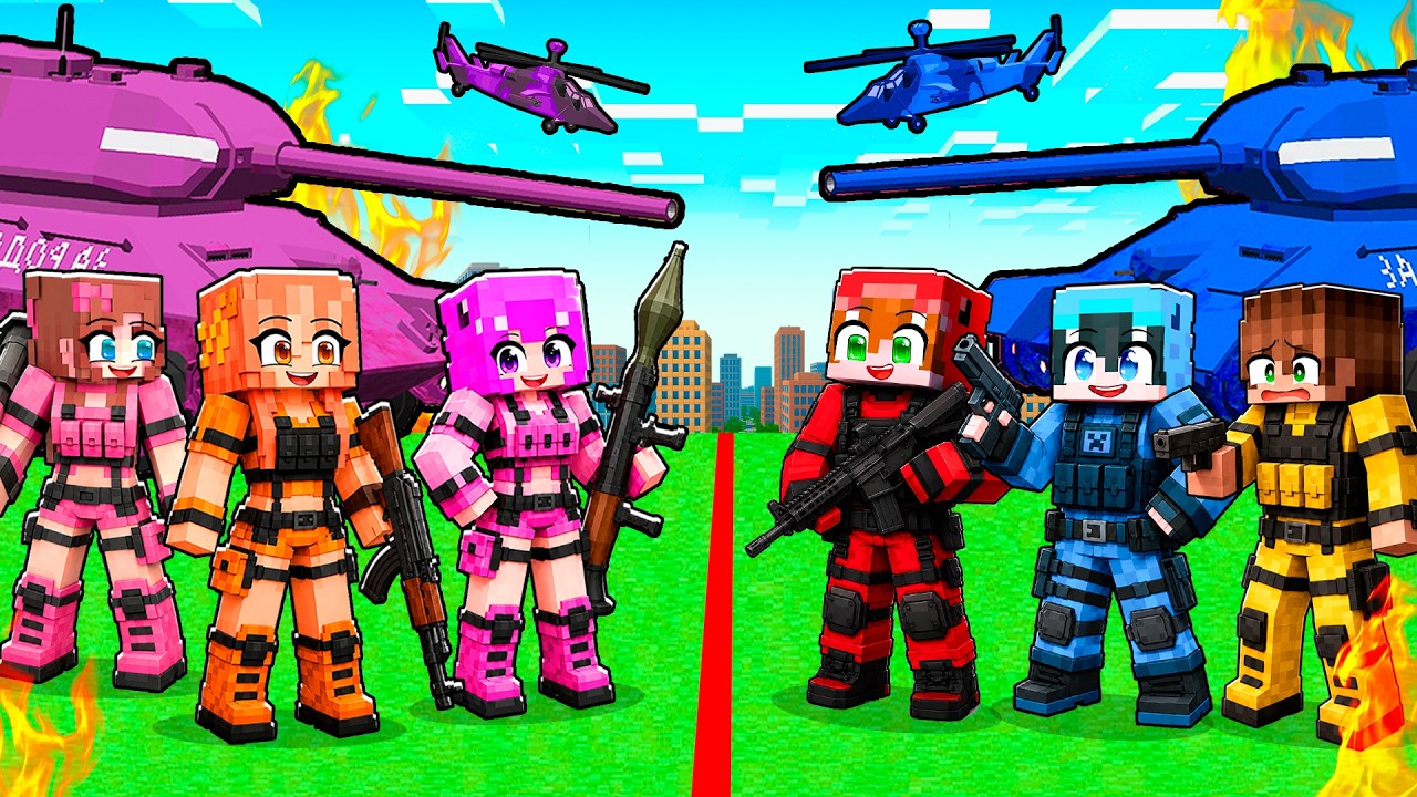 BOYS vs GIRLS Military Battle in Minecraft!