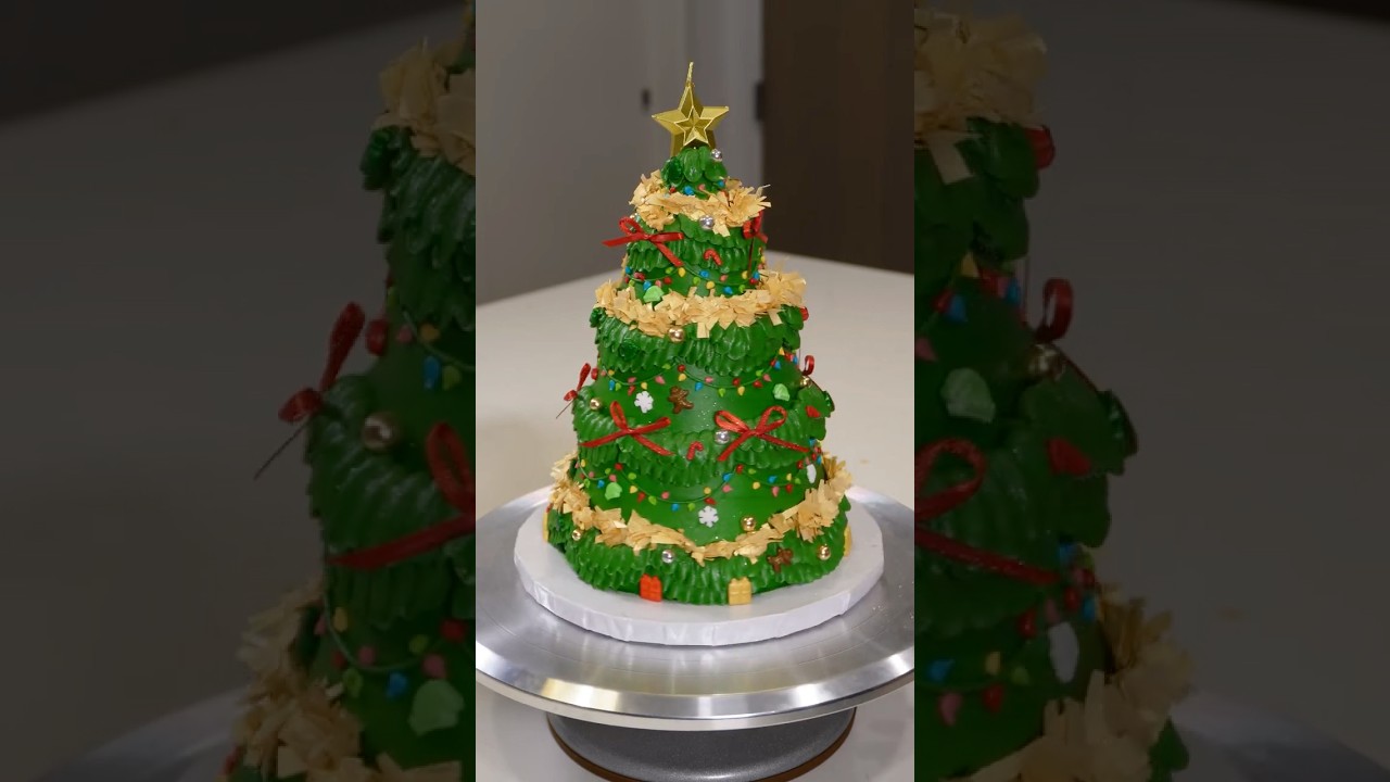 Cake 5 - Christmas Tree Cake🎄❤️✨ #cake #shorts