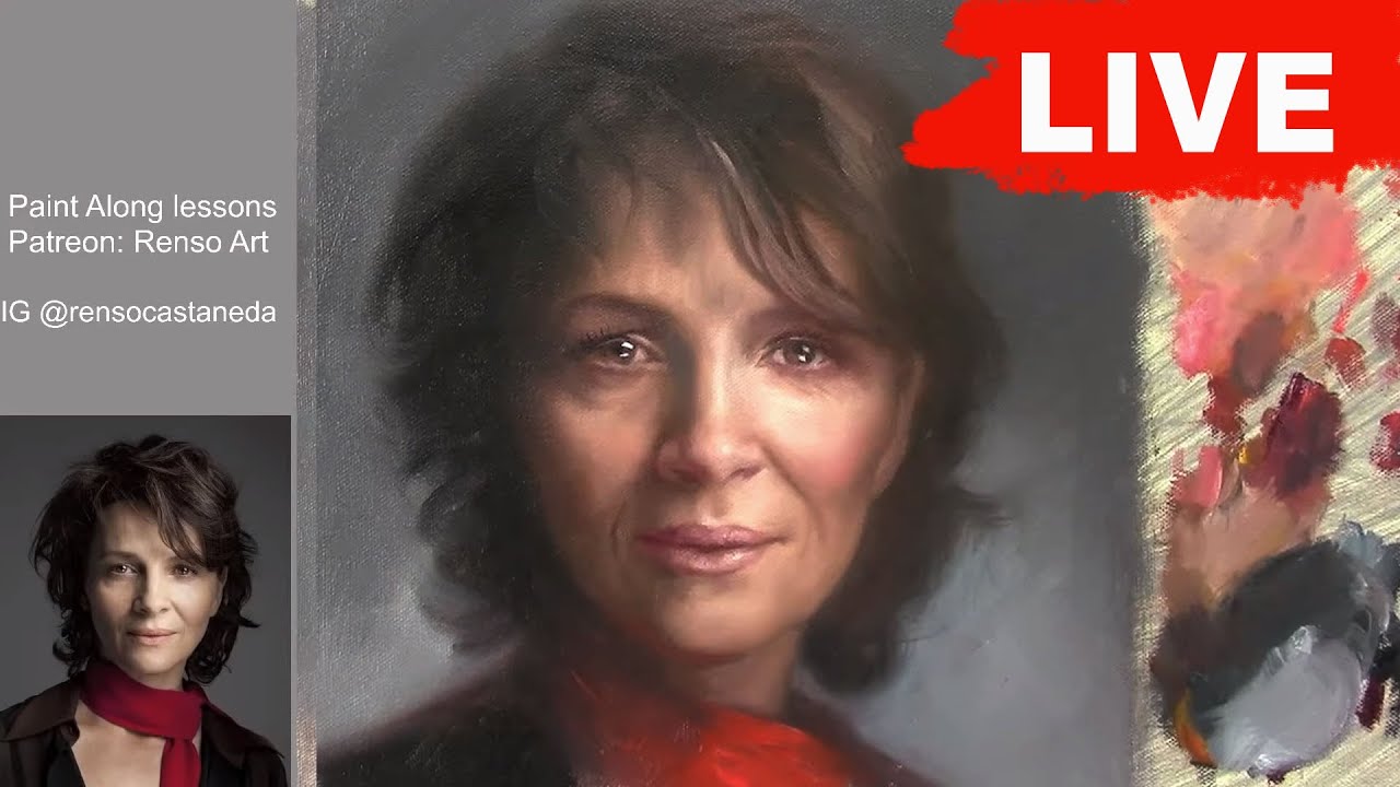 Live oil painting - Juliette Binoche