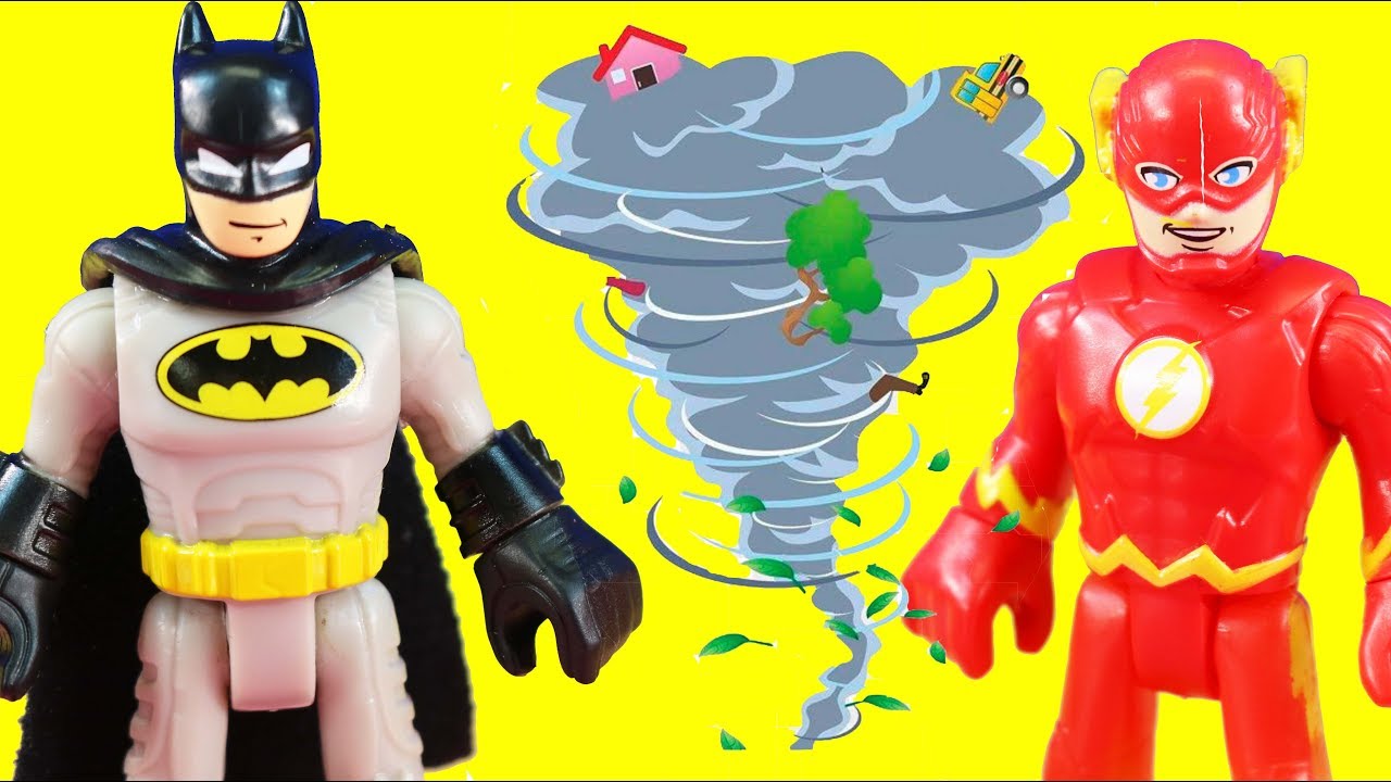 Batman And The Flash Superheroes Rescue Construction Team From Tornado