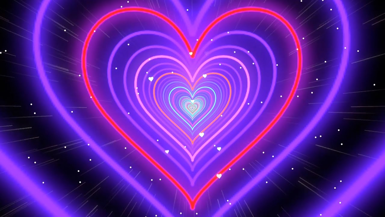 Colorful Heart Background💜Purple Tunnel Heart Background Screensaver Video Effects Light Background