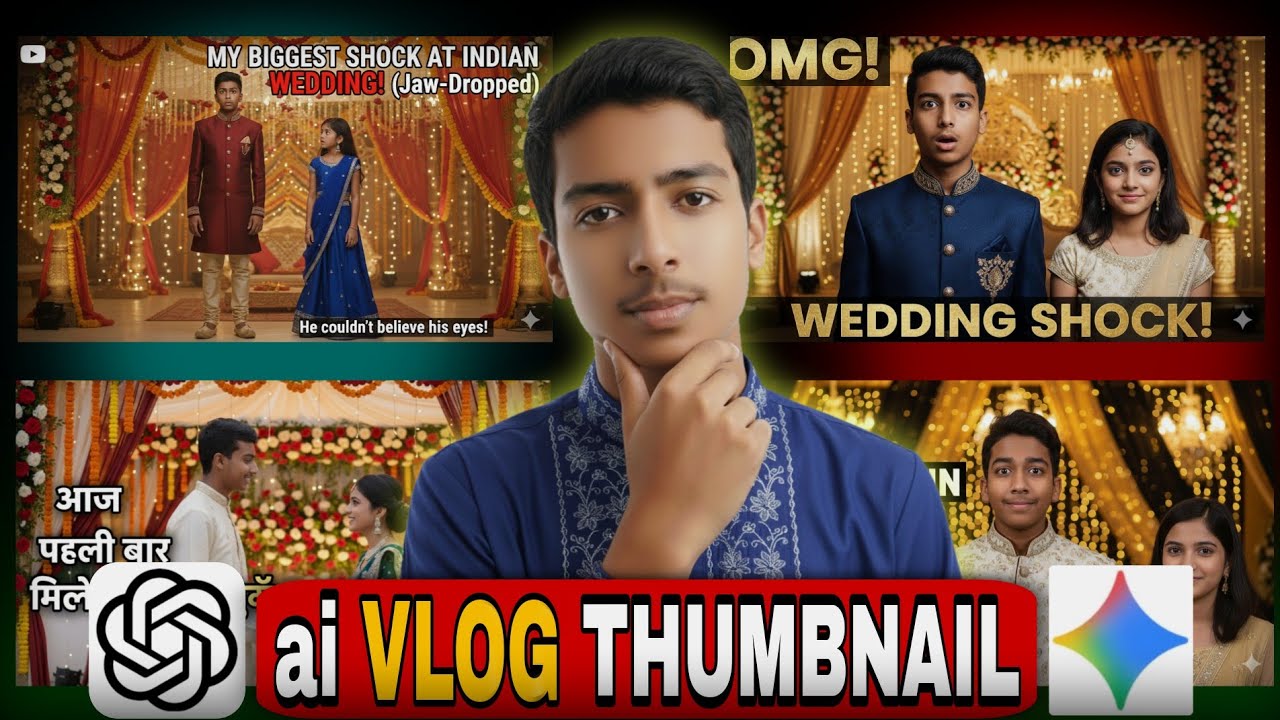 AI Vlog Thumbnail कैसे बनायें? 🤖 Best AI Tools for YouTubers | Indian Wedding AI Story Tutorial