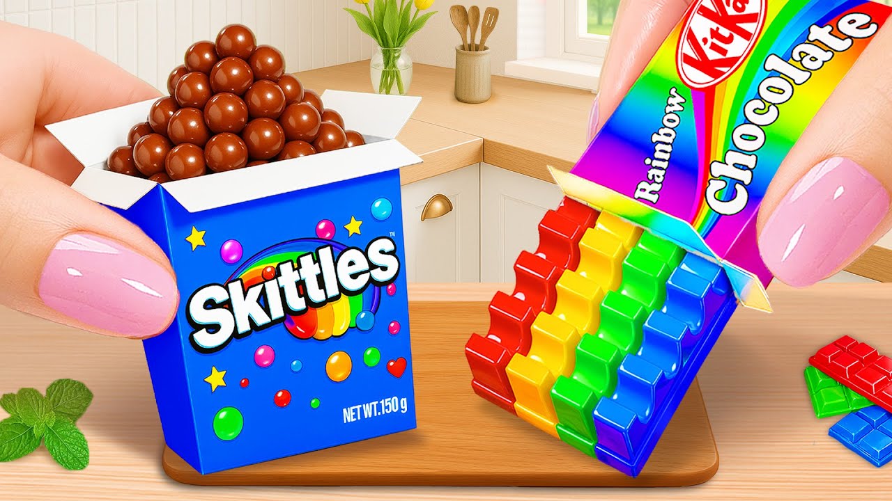 Satisfying Baking Miniature Skittles Chocolate Vs Rainbow Kitkat Cake 🌈 Mimi Little Bakes