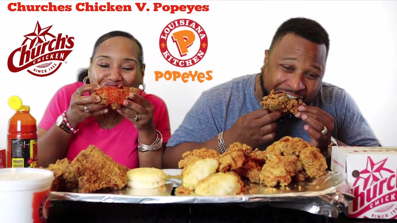 Church's Chicken VS.  Popeyes Chicken/Review/Mukbang/Eat with Us