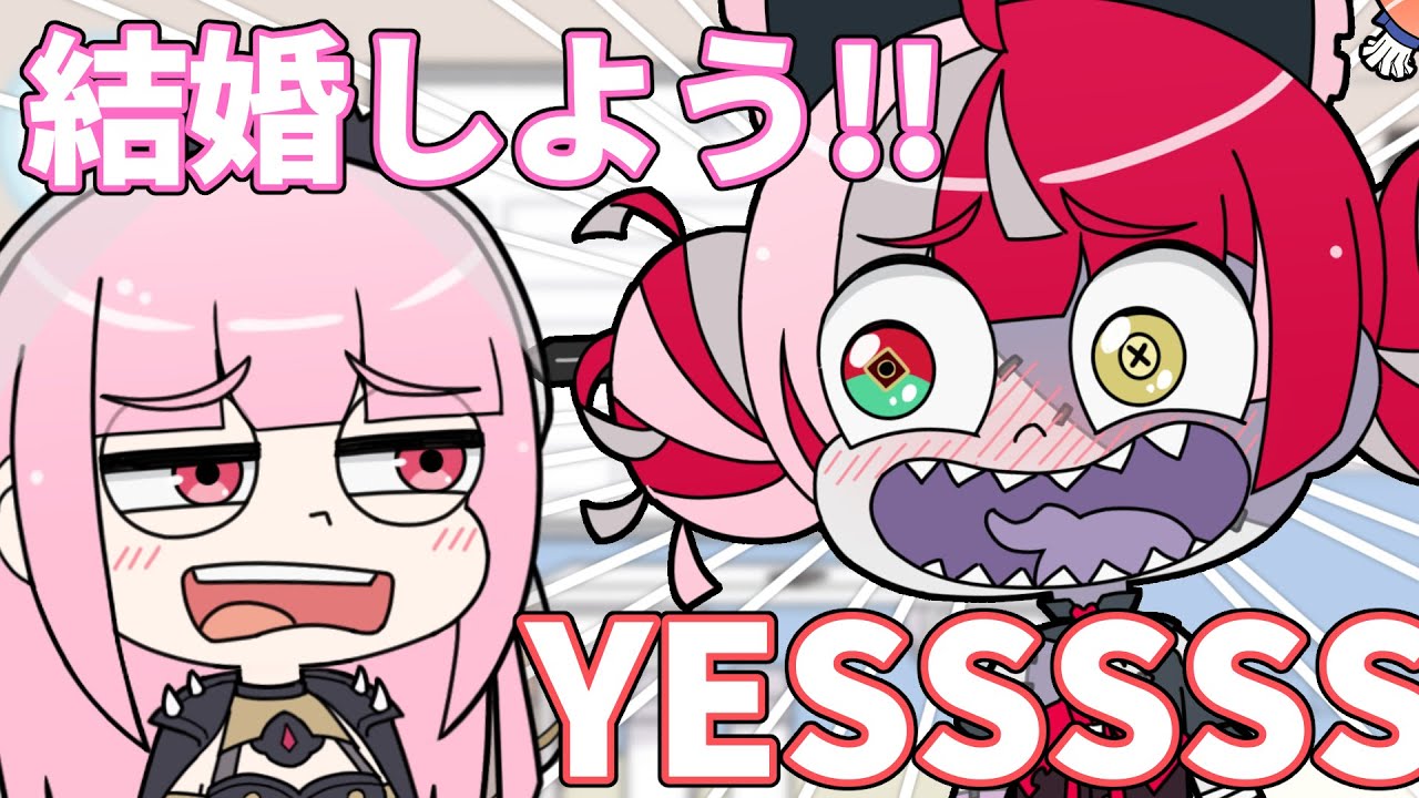 【手描き】オリーに求婚するカリオペと、それを知ってしまったキアラの反応【ホロライブ切り抜き/森カリオペ/クレイジー・オリー/小鳥遊キアラ】
