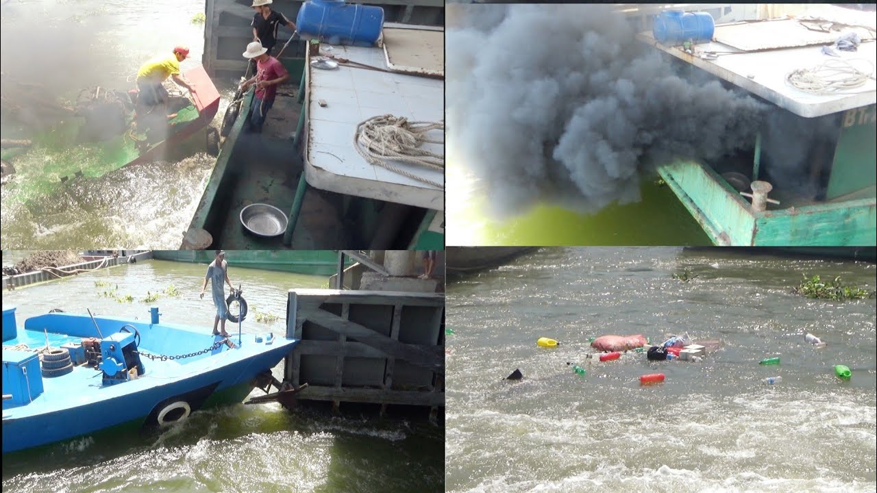 Лодку накрыла сильная вода