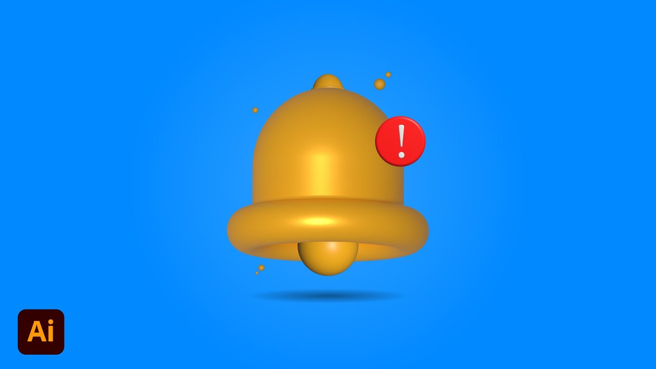3d Bell Icon Design In Adobe Illustrator cc 2023 | Tutorial
