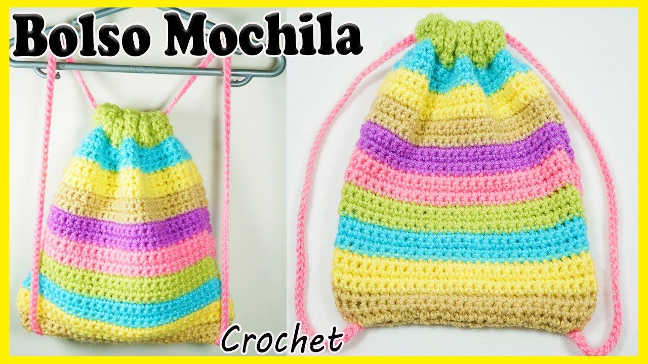 🌈Bolso - Mochila - Morral Tejido a Crochet (FACIL Y PASÓ A PASO)