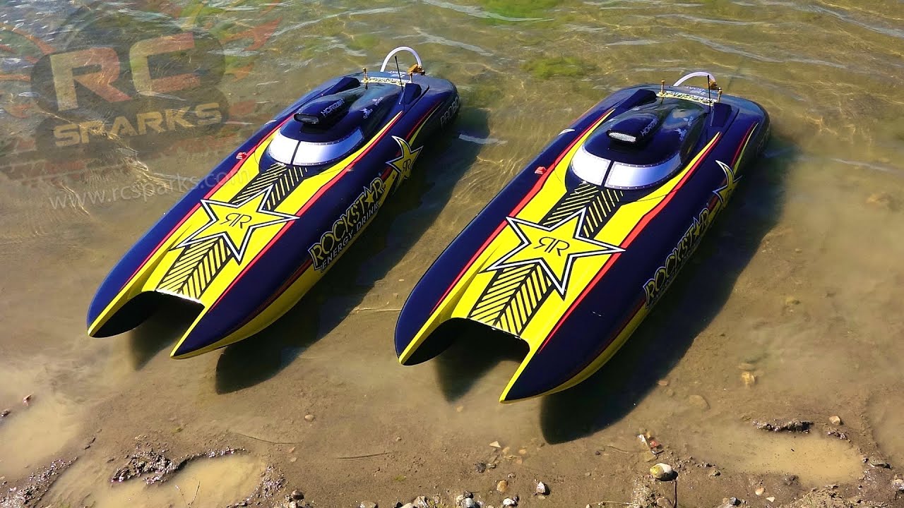 RC ADVENTURES - UNBOXiNG 2 ROCKSTAR 48-inch Catamaran Gas Powered Boats & First Race
