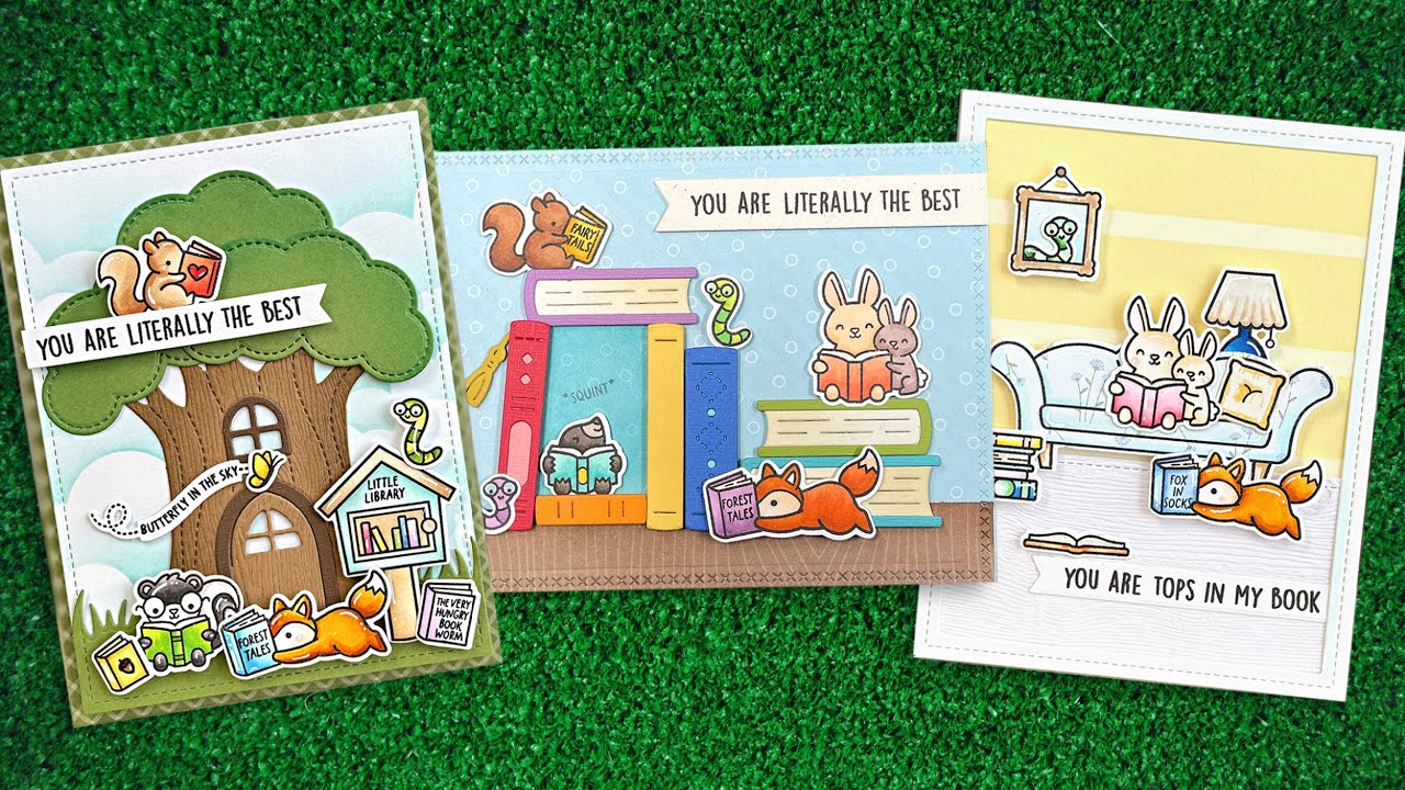 Intro to Little Woodland Library & Little Woodland Library Add-On + 3 cards from start to finish