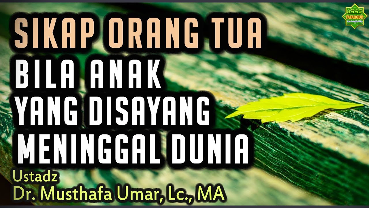SIKAP ORANG TUA BILA ANAK YANG DISAYANG MENINGGAL DUNIA - Ustadz Dr. Musthafa Umar, Lc. MA