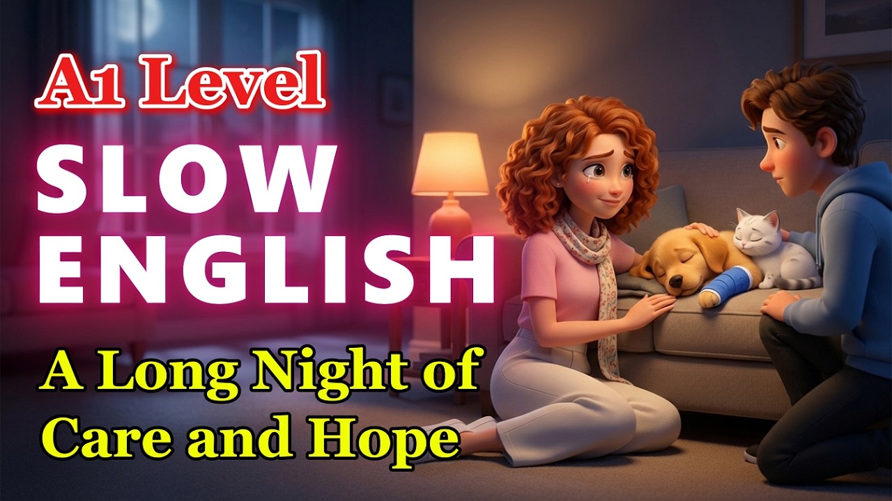 A Long Night of Care and Hope | Found a Hurt Cat 🐾 | Easy English Listening Practice (A2 Level)