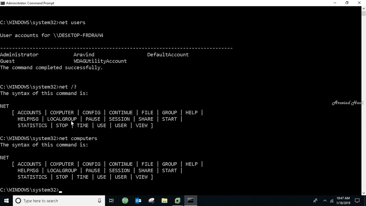 how to run net view share use user commands in windows 10