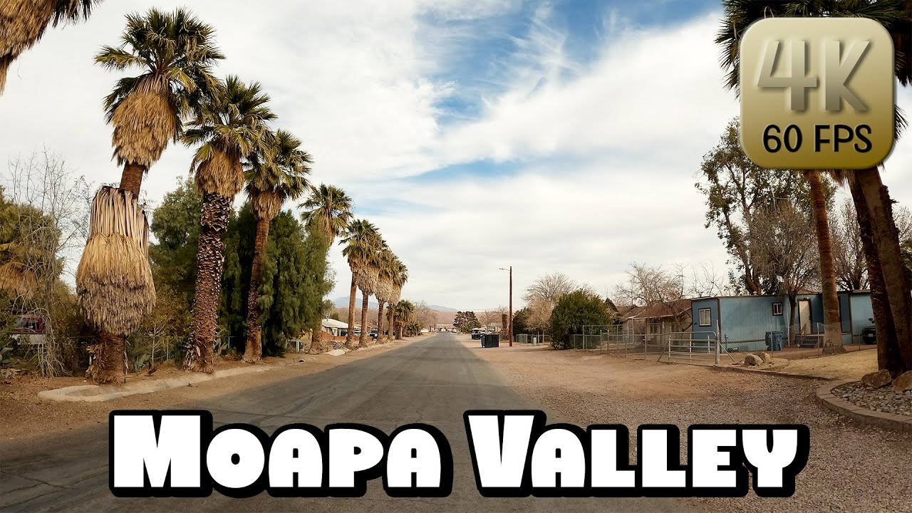 Driving Around Desert Small Town Moapa Valley, Nevada in 4k Video