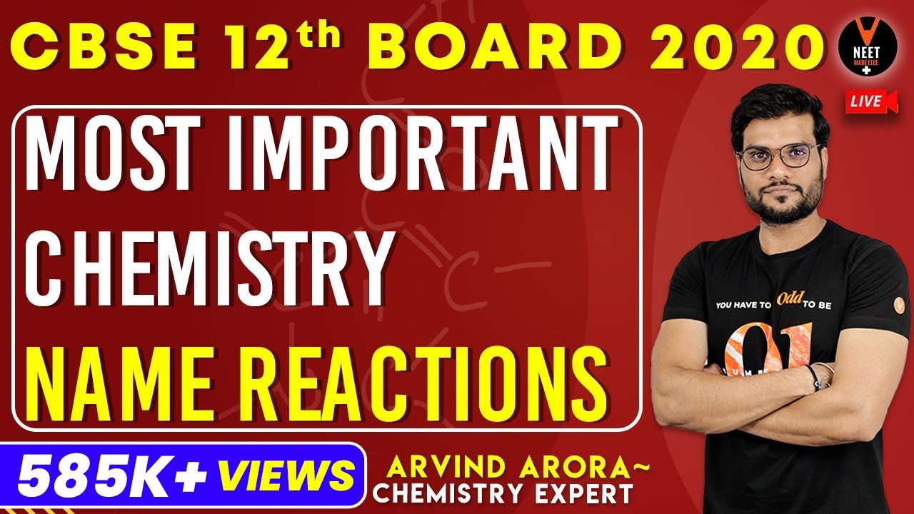 Most Important Name Reactions Chemistry Class 12 | CBSE 12th Board Exam 2020 | Arvind Sir