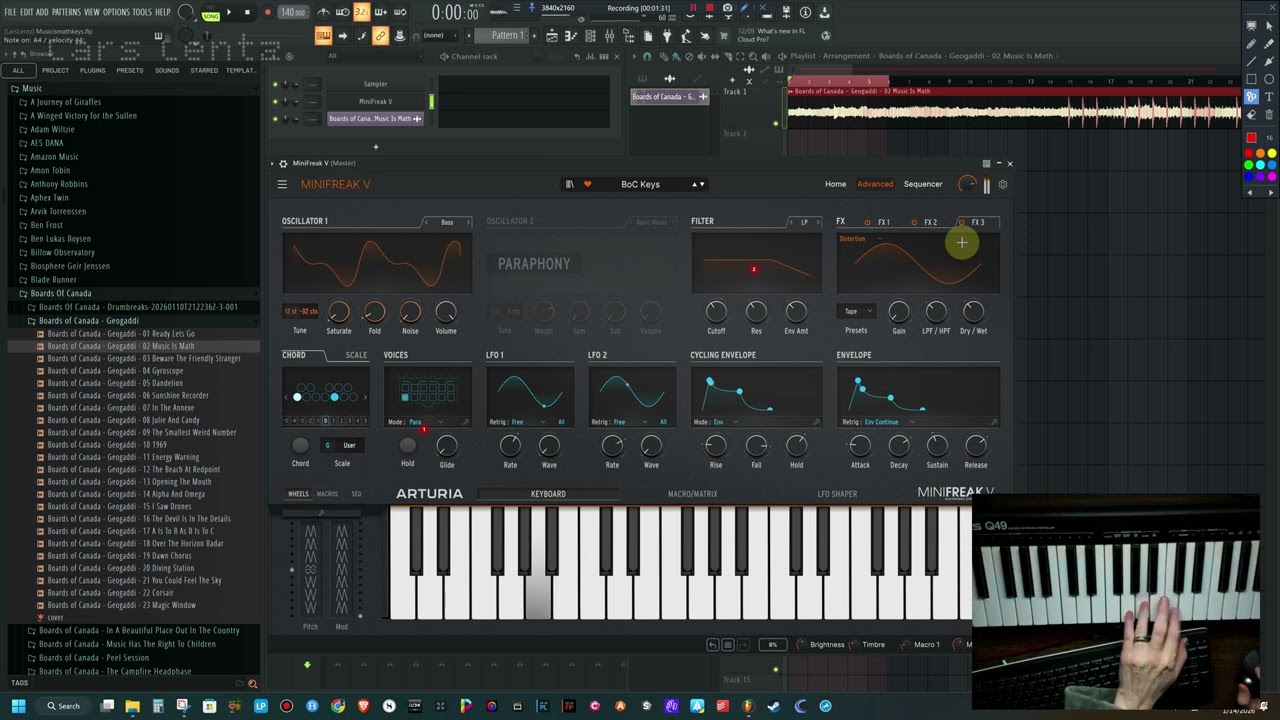 Boards of Canada's Music Is Math opening keys on the Arturia MiniFreak V