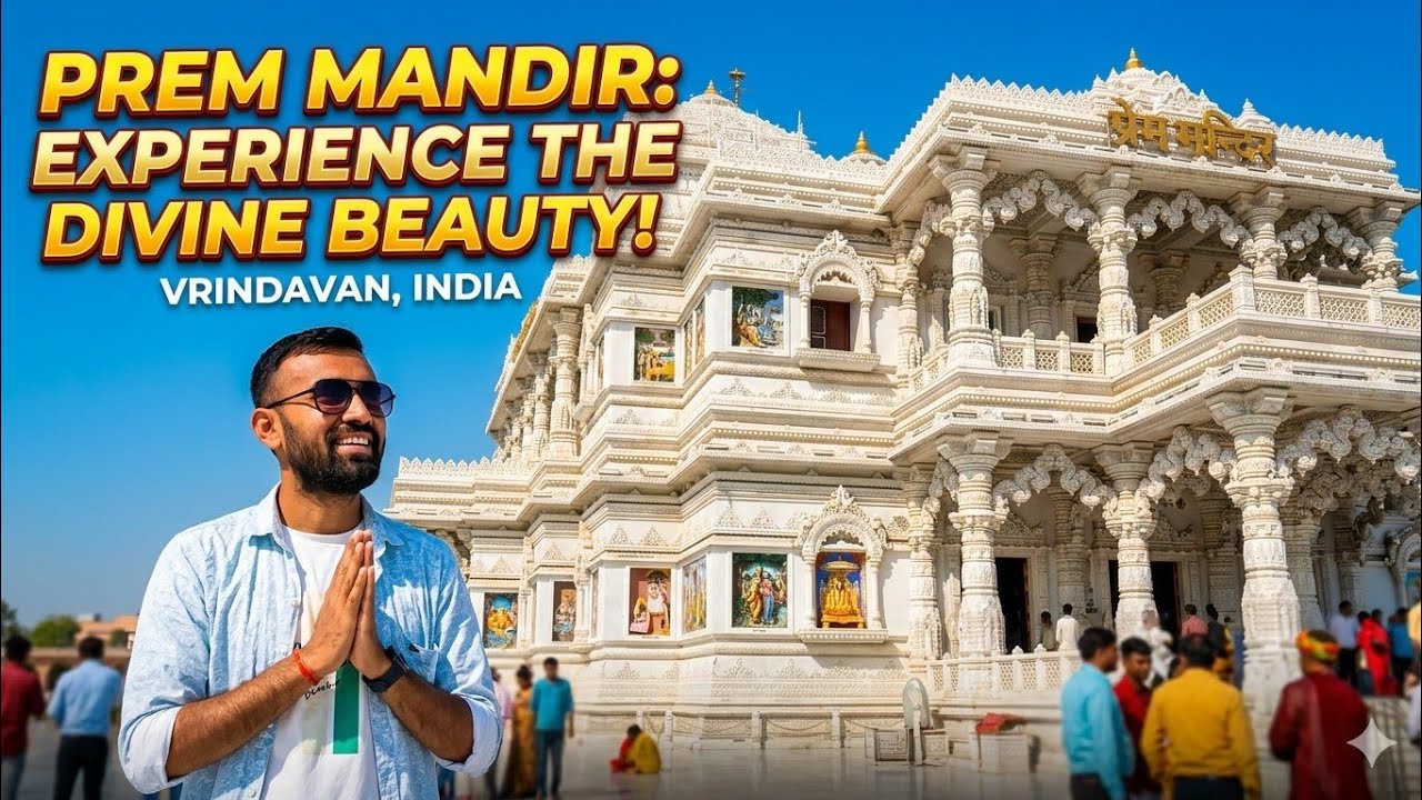 Prem Mandir Vrindavan Evening Aarti & Light Show || Beautiful Temple of Radha Krishna