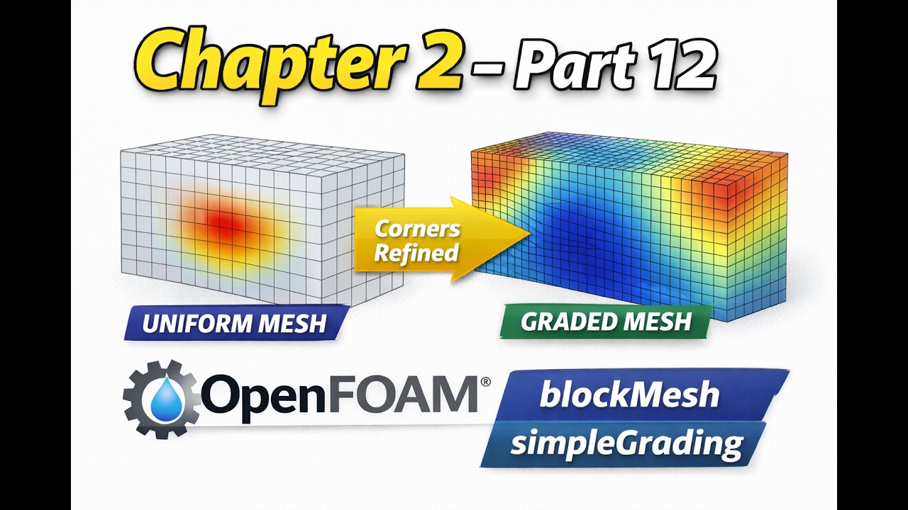OpenFOAM Tutorial – Chapter 2 (Part 12): Graded Mesh with blockMesh (simpleGrading + Multi-Block)