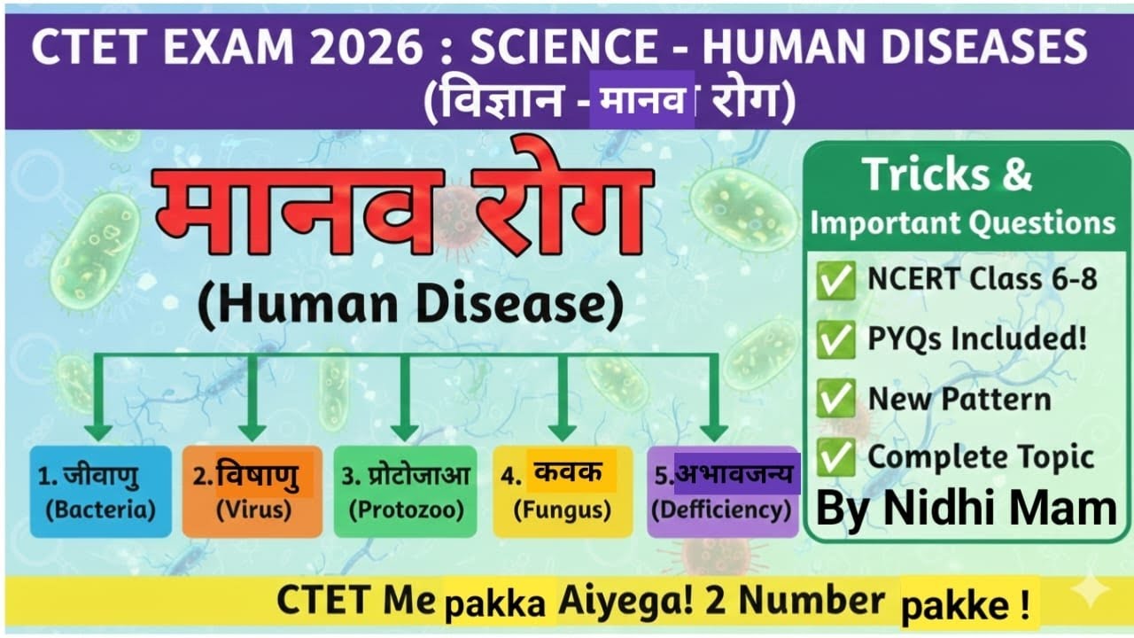 CTET EXAM 2026| मानव रोग|Human Disease in hindi|Virus| Protozoa| Fungus|Tricks|Ctet Science#science