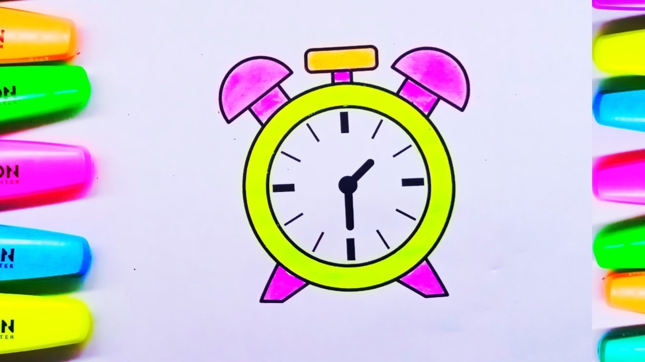 how to draw an alarm clock easy drawing for kids | coloring video
