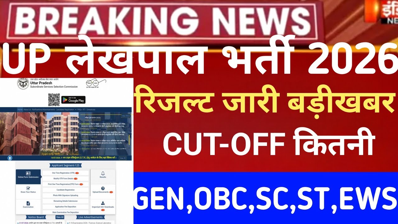 Up lekhpal Cut-Off 2025/up lekhpal result 2026/up lekhpal final CUT-OFF/Up lekhpal result date 2026