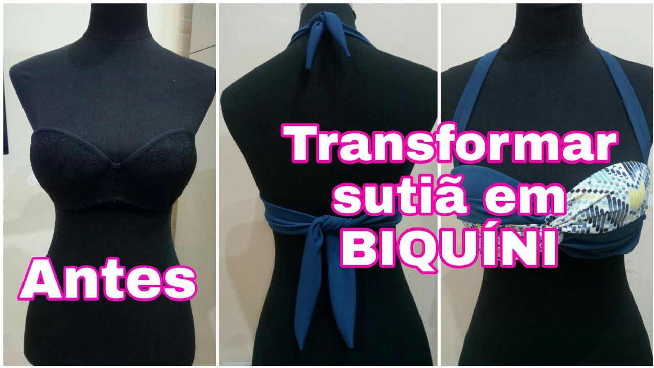 Como transformar sutiã em biquíni com nózinho na frente / Transformando leggings em biquíni 👙
