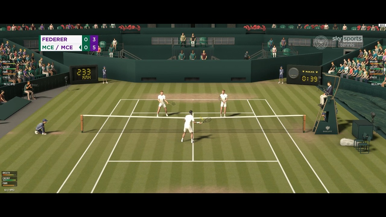 TE4 - Federer vs McEnroe/McEnroe - 1 vs 2 - Wimbledon (Incredible 2 Difficulty)